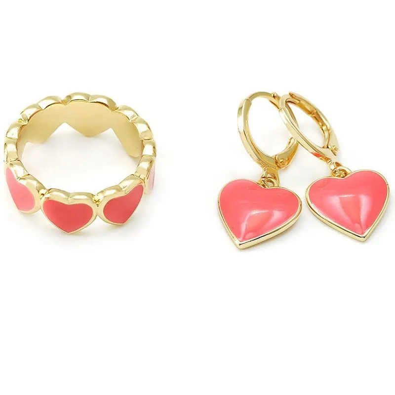 Súprava šperkov Coral Enamel Heart