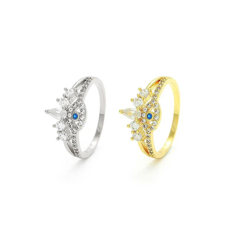 Pozlátený strieborný prsteň Evil Eye